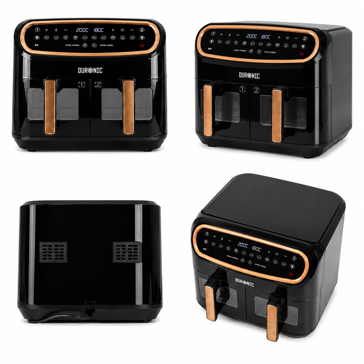 Duronic 10L Dual View Air Fryer | XL Oil-Free Digital Air Fryer with 10 Smart Cooking Programs