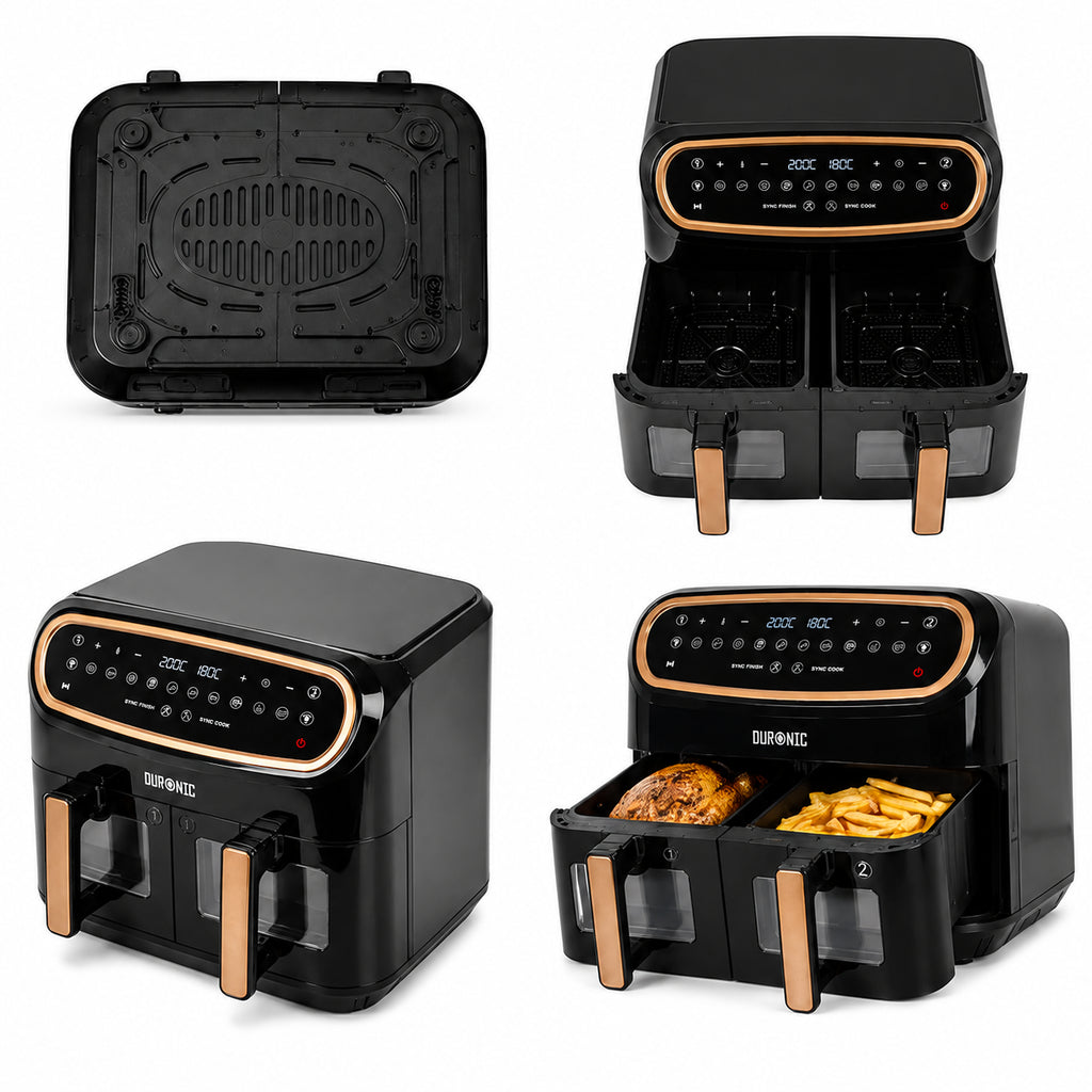 Duronic 10L Dual View Air Fryer | XL Oil-Free Digital Air Fryer with 10 Smart Cooking Programs