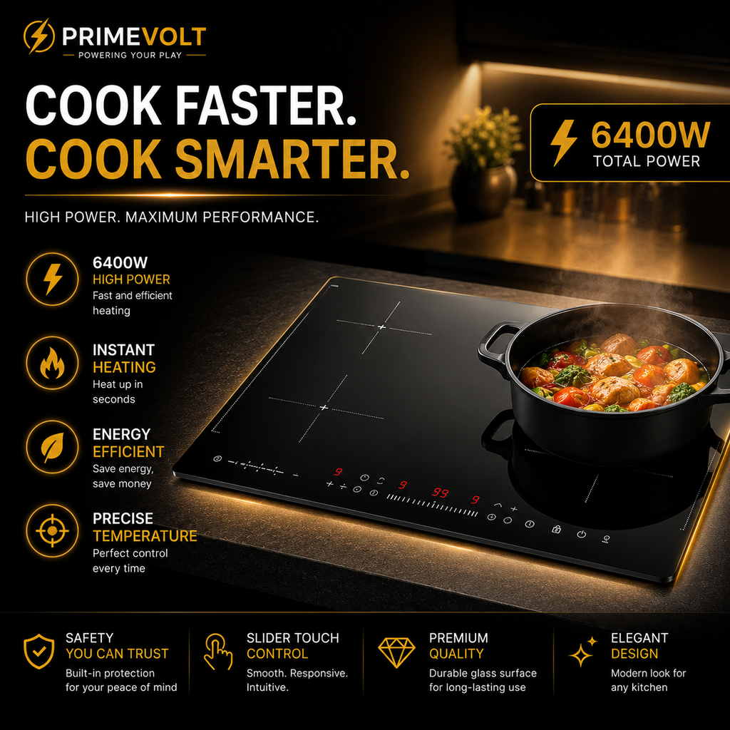 60CM 4-Zone Induction Cooktop 6400W High-Power Built-In Electric Hob