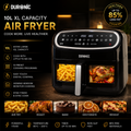 Duronic 10L Dual View Air Fryer | XL Oil-Free Digital Air Fryer with 10 Smart Cooking Programs