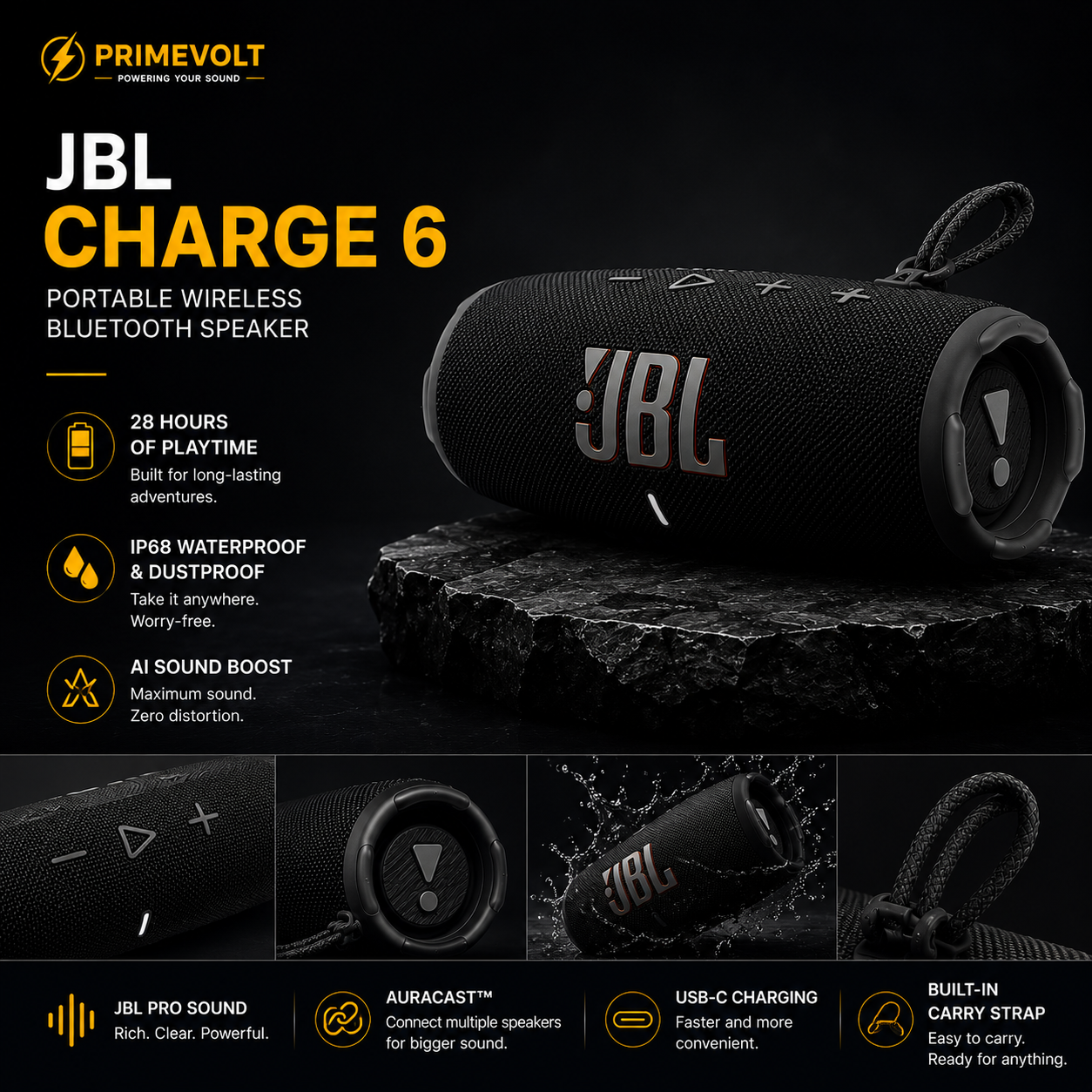 JBL Charge 6, Portable Wireless Bluetooth Speaker